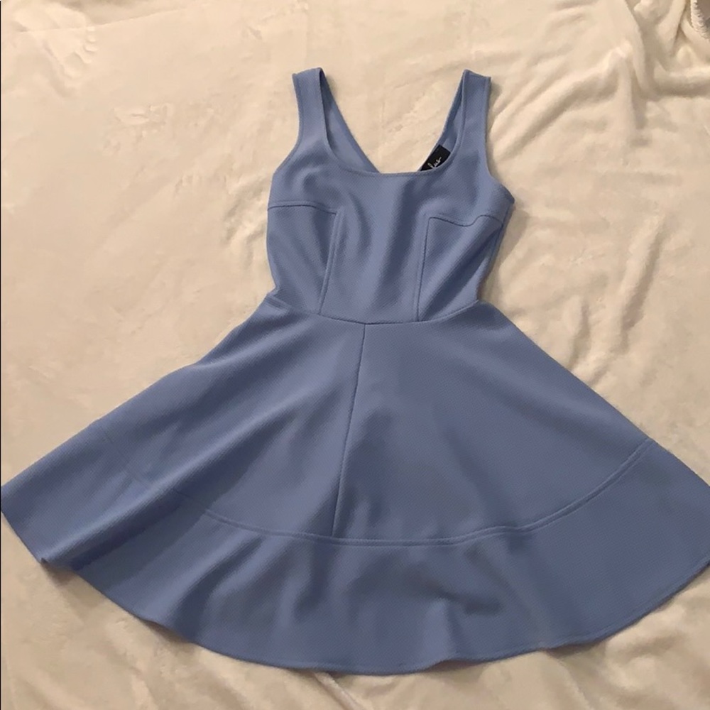 Lightly worn periwinkle fit and flare dress